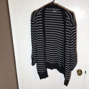 Gray and black striped cardigan